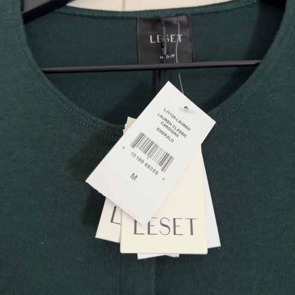 NWT Leset Lauren Cardigan Classic Crew Crop Cardigan Emerald Green Sz M - Picture 10 of 10